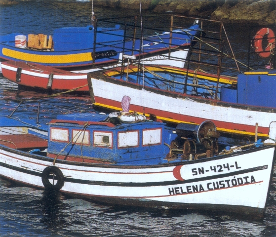 Fishing boats on the Algarve Coast Portugal
